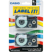 Casio Labeling Tape, 3/8", Blue on White