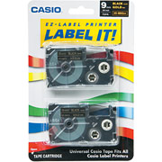 Casio Labeling Tape, 3/8", Gold on Black