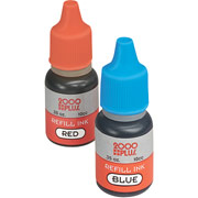 Cosco Accu-Stamp Two-Color Pre-Inked Stamp Ink Refill, 20ml, Blue/Red