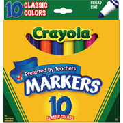 Crayola Classic Markers, Broad Line, 10/Box