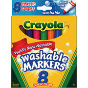 Crayola Washable Markers, Broad Line, 8/Box