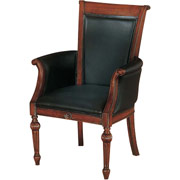 DMI Windemere High-Back Leather Guest Chair, Black with Manor House Cherry Wood Finish