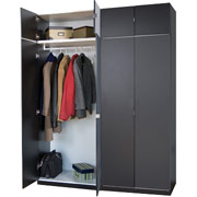 Darush 2-Piece Wardrobe With Hangrod, Black Finish