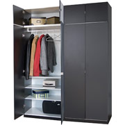 Darush 2-Piece Wardrobe with Hangrod and 3-Shelves, Black Finish