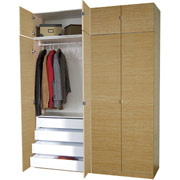 Darush 2-Piece Wardrobe with Hangrod and 4-Drawers, Lemon Tree Finish