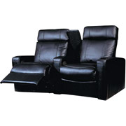 Darush Black Leather Home Theater Seating, 2-Seats