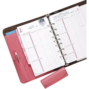 Day-Timer Pink Ribbon Leather Starter Set, Snap-Tab Closure, Desk Size