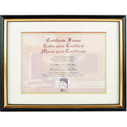 Document/Certificate Frame with Elegant Mat, Black/Gold Leaf Edge