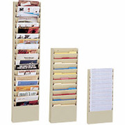 Durham Wide-Pocket Vertical Literature Racks, 10 Pocket, Tan