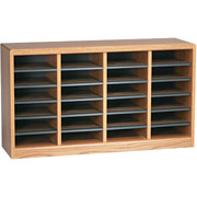 E-Z STOR Wood Literature Organizer, 24-Compartment, Oak