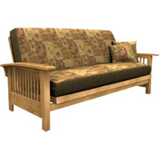 Elite Bridgeport Sofa, Oak Finish with Woodhouse Olive Fabric