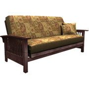 Elite Bridgeport Sofa, Walnut Finish with Woodhouse Olive Fabric