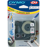Esselte DYMO D1 Tape Cartridge for Electronic Label Makers, Black on White, 3/4" W x 11.5'L, Fabric