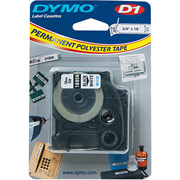 Esselte DYMO D1 Tape Cartridge for Electronic Label Makers, Black on White, 3/4" W x 18'L, Poly Coa