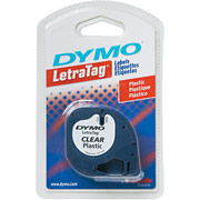 Esselte Dymo LetraTag Tape Cartridge, 1/2" x 13 Feet, Clear Plastic Tape