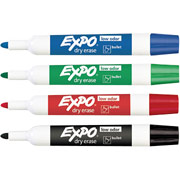 Expo Low Odor Bullet Tip Dry-Erase Markers, Assorted, 4 Pack