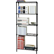 Focus Wire Tech 5 Shelf Shelving System, Black,  72"H x 30"W x 12"D