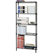 Focus Wire Tech 5 Shelf Shelving System, Black, 72"H x 30"W x 12"D