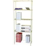 Focus Wire Tech 5 Shelf Shelving System, Putty,  72"H x 30"W x 12"D