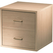 Foremost Hold'ems Modular Cube Storage System, Honey Oak 15"H x 15"W x 15"D 2-Drawer Cube