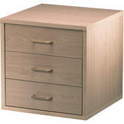 Foremost Hold'ems Modular Cube Storage System, Honey Oak 15" X 15" x 15" Cube with Three Drawers