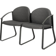 Forge 2-Seat Reception Chair with End Arms, Black