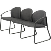 Forge 3-Seat Reception Chair with End Arms, Black