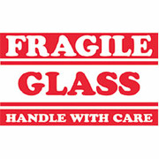 "Fragile Glass Handle with Care" Shipping Label, 3" x 5"