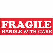 "Fragile Handle with Care" Shipping Label, 1-1/2" x 4"