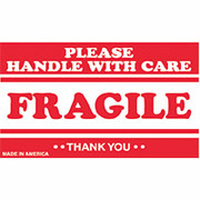 "Fragile Please Handle with Care" Shipping Label, 3" x 5"