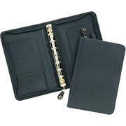 Franklin Covey Sierra Simulated Leather Zipper Binder, Black, Pocket Size