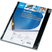 GBC Accents Standard Presentation Square Covers, Black Opaque, 11" x 8 1/2", 50 Pieces