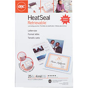 GBC HeatSeal 4 Mil Retrievelt Retrievable Laminating Pouches, Letter Size