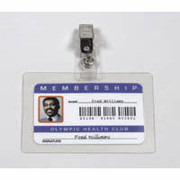 GBC SelfSeal Clear Laminating Pouches, Horizontal ID Badge Size with Clips