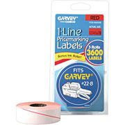 Garvey Pricing Gun Labels, 1 Line, Red, 3 Rolls