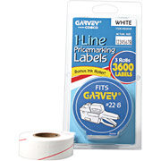 Garvey Pricing Gun Labels, 1 Line, White, 3 Rolls