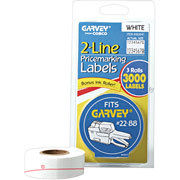 Garvey Pricing Gun Labels, 2 Line, White, 3 Rolls