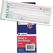 General Purpose Receipt Books, 2-3/4" x 7-1/18", 2 Part