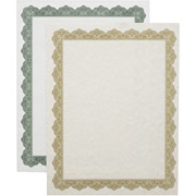 Geographics Blank Award Parchment Certificates, 11" x 8-1/2", Green Border
