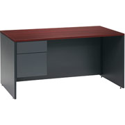 Global Adaptabilities 60" Left Single-Pedestal Desk, Cherry/Storm Gray