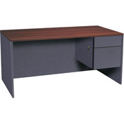 Global Adaptabilities 60" Right Single- Pedestal Desk, Cherry/Storm Gray