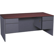 Global Adaptabilities 66" Double-Pedestal Desk, Cherry/Storm Gray