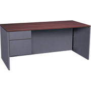 Global Adaptabilities 66" Left Single Pedestal Desk, Cherry/Storm Gray