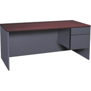 Global Adaptabilities 66" Right Single Pedestal Desk, Cherry/Storm Gray