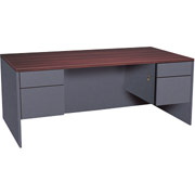 Global Adaptabilities 72" Double-Pedestal Desk, Cherry/Storm Gray
