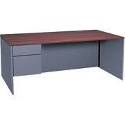 Global Adaptabilities 72" Left Single-Pedestal Desk, Cherry/Storm Gray
