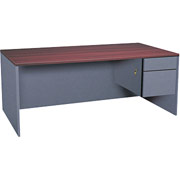 Global Adaptabilities 72" Right Single- Pedestal Desk, Cherry/Storm Gray