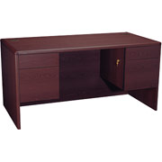 HON 10700 Series 60" Double Pedestal Desk, Mahogany