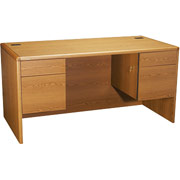 HON 10700 Series 60" Double Pedestal Desk, Medium Oak