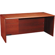 HON 10700 Series 66" Left Single Pedestal Desk, Henna Cherry